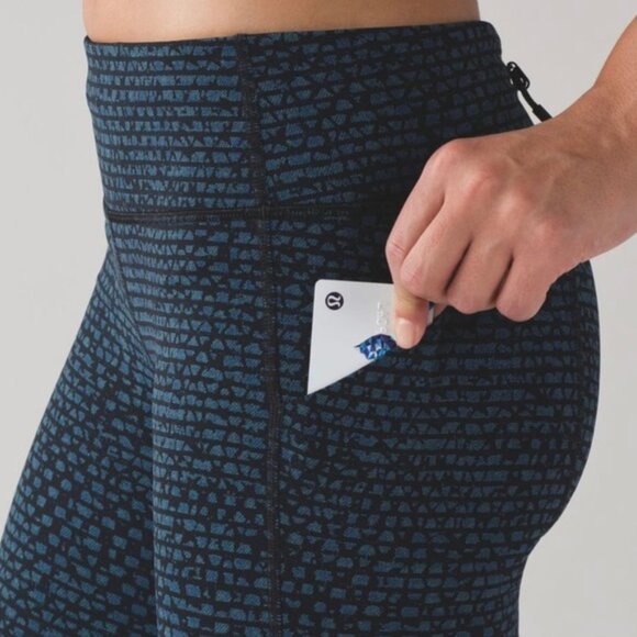 Lululemon Pace Rival Crop (19") Shatter Weave Desert Teal Alberta Lake / Black 6 - Picture 8 of 16